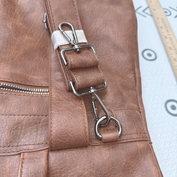 Vintage Urban Expressions Brown Lennon Backpack Vegan Leather Fold Over - Picture 5 of 7